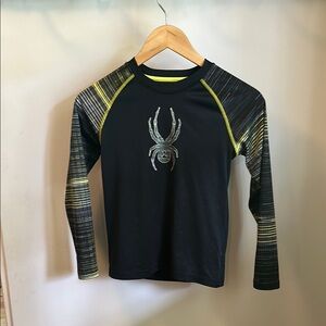 Spyder Black and Yellow Long Sleeve Performance Tee ski base layer